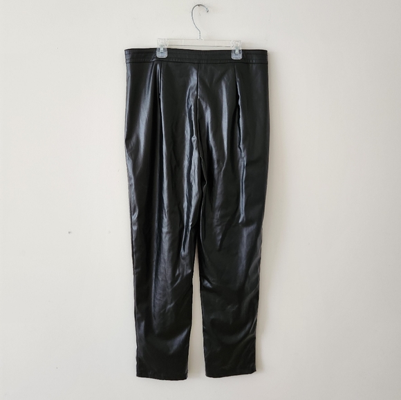 Princess Polly Love Club Faux Leather Straight Leg Pants Black 12 - Picture 7 of 11